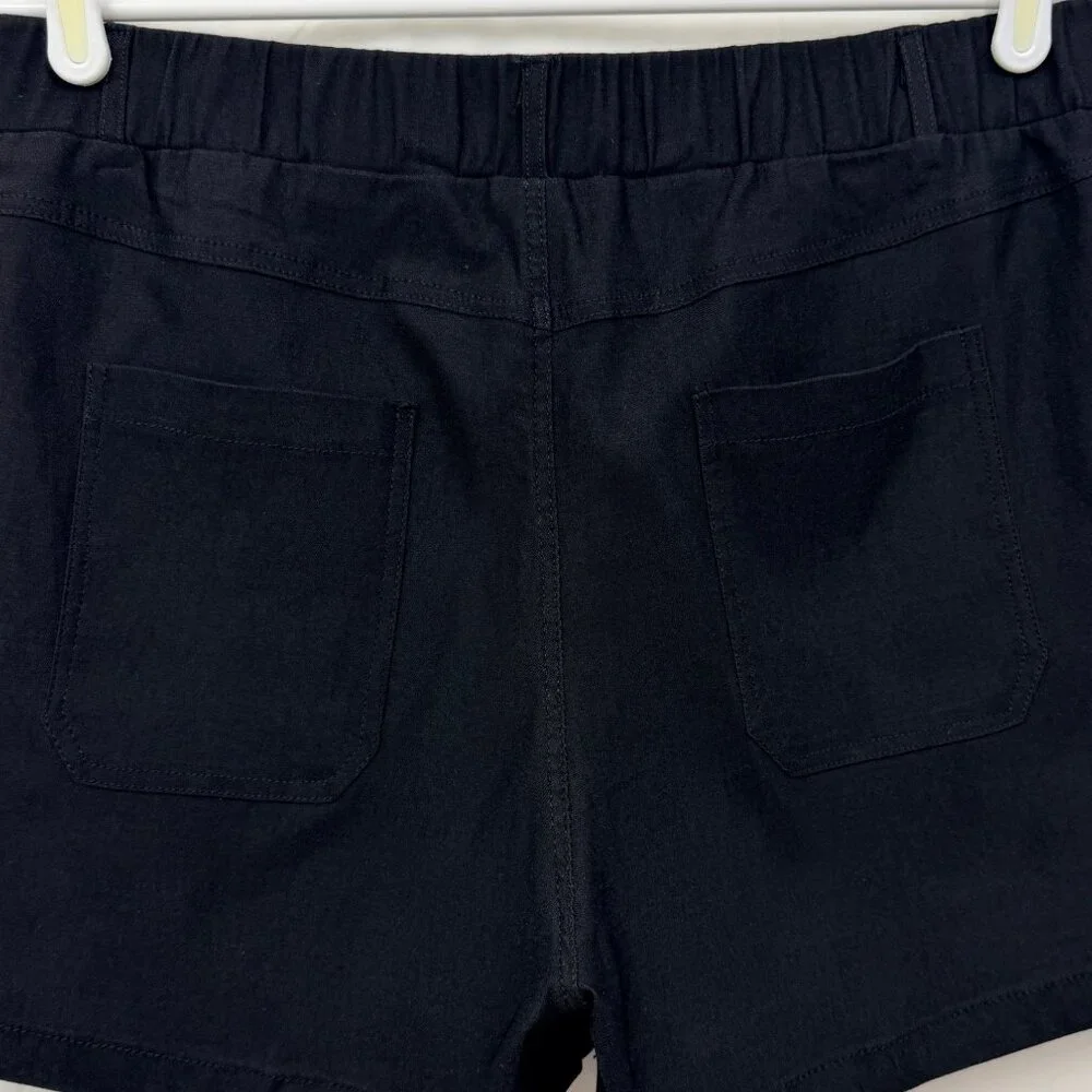 Elastic Waist 4 Pocket Shorts Women XL Black